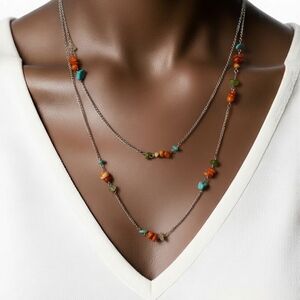 Paparazzi Jewelry Necklace Multicolor Rock Candy On Silvertone Chain